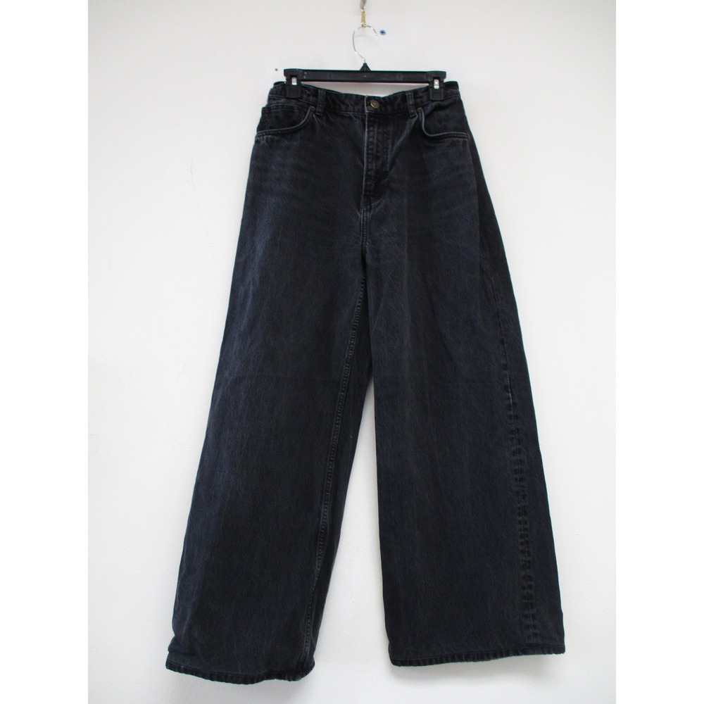 Reformation Jeans Women 27 Black Cary High Rise Slouchy Wide Leg Denim